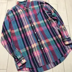 古着　チェックシャツ　ビッグシルエットシャツ　長袖シャツ　カラフル — image 1