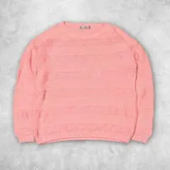 【古着】lune moire デザインニット ピンク M 春服 トップス 希少 — image 1