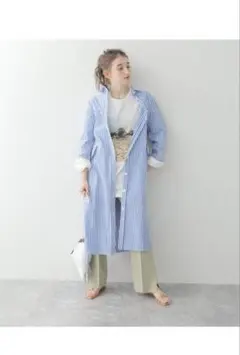 【ほぼ未使用品】NOBLE ストライプ柄 ロングシャツワンピース — image 1