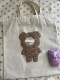 キャンドゥ 推し活 ぬい活 ぬいぐるみ顔出しトートバッグ くま — image 1