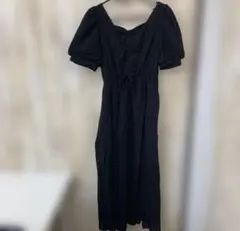 【T】新品ATTENTIONパフスリーブ ロングワンピース ブラック 256 — image 1