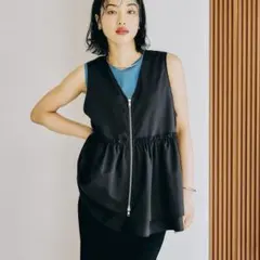 LEPSIM♡レプシィム♡ギャザーWジップベスト♡新品♡ブラック♡ — image 1