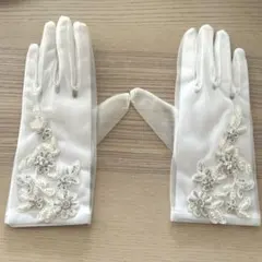 【花嫁バトン】結婚式 ウェディンググローブ ビーズ刺繍 花 — image 1