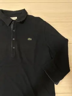 LACOSTE ラコステ 七分ポロシャツ 鹿の子 ワニロゴ ブラック 黒サイズ5 — image 1