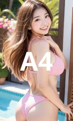 ピンクビキニの女性 グラビアA4ポスター — image 1
