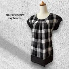 エミット オブ エナジー レイビームス 半袖ブラウス リネン100% チェック — image 1