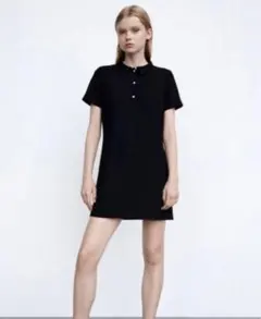 【ZARA】ZARA ポロシャツ風ミニワンピース ブラック 半袖 — image 1