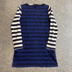 【E6】 LACOSTE ボーダー 長袖カットソー ネイビー 38 — image 1