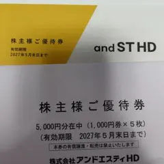 アンドエスティ　株主優待　5000円分　andSTHD — image 1