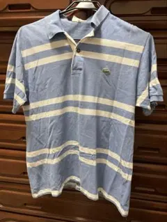LACOSTE ラコステ ボーダー ポロシャツ 水色　サイズ4 — image 1