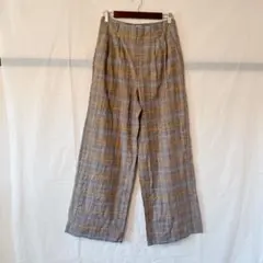 美品✨️ a.new.day チェック柄 ワイドパンツ サイズ6 ブラウン 黄色 — image 1