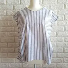le.coeur blanc ストライプ フレンチ袖ブラウス 38 — image 1