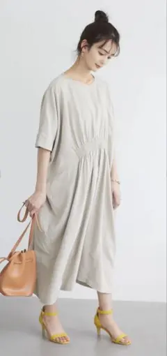 CRAFT ウエストシャーリングワンピース （ベージュ — image 1