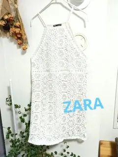 ZARA キャミワンピース ホワイト レースM — image 1