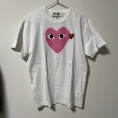 PLAY コムデギャルソン ピンクハートロゴTシャツ 白 — image 1