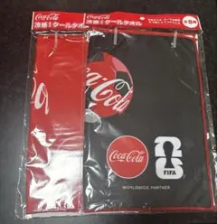 【新品未開封】Coca-Cola 冷感！クールタオル2枚セット 赤黒 サッカー — image 1