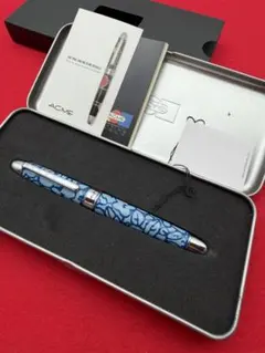 ACME ボールペン ブルー系 花柄デザイン ケース付き　現状品 — image 1