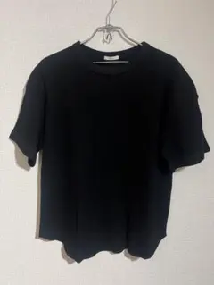 ブラック ワッフル 半袖Tシャツ サーマル 短丈 — image 1