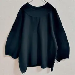 s0602【OFUON オフオン】五分袖ニットセーター ショート丈 無地 — image 1