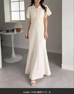 RANAN フレアスリーブマーメイドポロワンピースアイボリー M — image 1