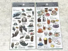 【正規品】大人の図鑑シール ラッコ編 お茶とコーヒー編 2枚セット — image 1