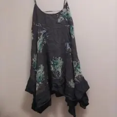 ✨1点限り✨キャミチュニック 花柄 肩ひも調節可 ダークグリーン — image 1