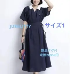 新品未使用タグ付 JUSGLITTY ワンピース ネイビー — image 1
