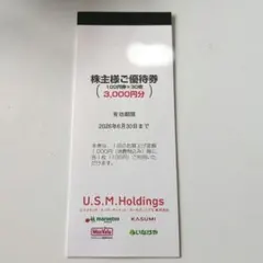 U.S.M.Holdings 株主様ご優待券 3,000円分 — image 1