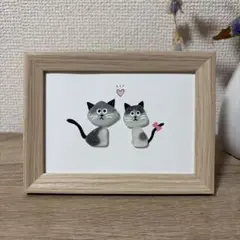 シーグラスアート 猫　ハート — image 1