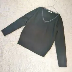美品 LOUNGE AND A MUSIC (M) 薄手長袖ニット セーター 黒 — image 1