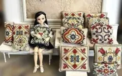 リカちゃん✳︎チェリーちゃん✳︎スエーデン刺繍ヴィンテージ風クッション✳︎2点セット✳︎ — image 1