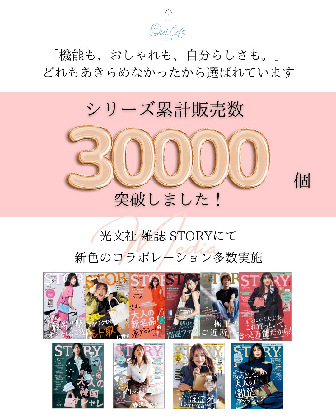 ★お買い物マラソン 6/20 20:00～6/26 01:59★TV紹介 新色シャーベットピンク登場 雑誌 STORYコラボ Ouitote ウイトート 神戸ブランド ミニミニ トートバッグ レディース 軽量 コンパクト 2way ショルダー 斜めがけ 小さめ シンプル おしゃれ ギフト プレゼント 人気 送別 — image 2