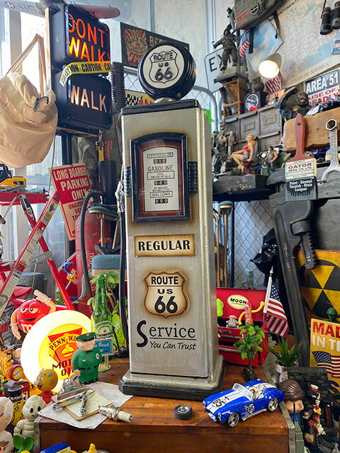 ルート66　ガスポンプ型キャビネット　CDタワー　（シルバー）　アメリカン雑貨　アメリカ雑貨　グッズ — image 1