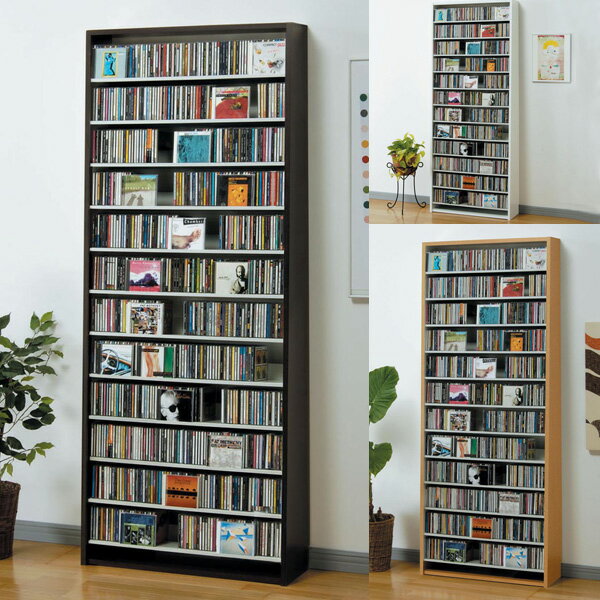 CDラック 大容量 幅80cm CD924枚収納 コレクター仕様CDラック CD スリム デザイン プロ 業務用 大量 本棚 インデックスプレート10枚付き DVDラック DVD収納 送料無料 (ラック シェルフ 書棚 ブックラック ブックシェルフ) — image 1