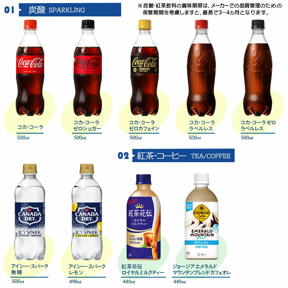 【エントリーで実質ポイント24倍以上！6/26 01:59まで】コカコーラ 選べる よりどり コカコーラ ゼロ 綾鷹 紅茶花伝 アクエリアス やかんの麦茶 爽健美茶 アイシー ジョージア 440ml 490ml 500ml 650ml ペットボトル 24本入り×2ケース【送料無料】 — image 2
