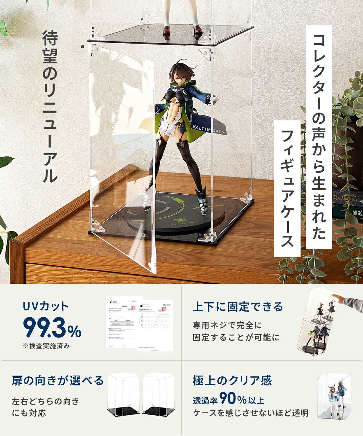 【10％OFFクーポン】＼高評価★4.7／【UVカット99.3％】フィギュアケース【コレクター考案】HYPE GUARD®【公式】【最新モデル】【台座 背面ミラー仕様】【マグネット付き前扉】 コレクション ディスプレイ アクリル ケース 大型 卓上 組立簡単 — image 3