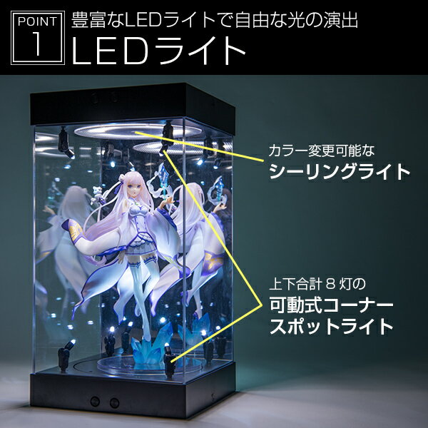 ホビージャパン 掲載 STAGE 360《Mサイズ》〔 フィギュアケース コレクションケース アクリルケース 国産アクリル LED 光る ターンテーブル 回る 回転 ミラー フィギュア プラモデル ケース ディスプレイ アクリル ディスプレイケース ステージ360〕 — image 3