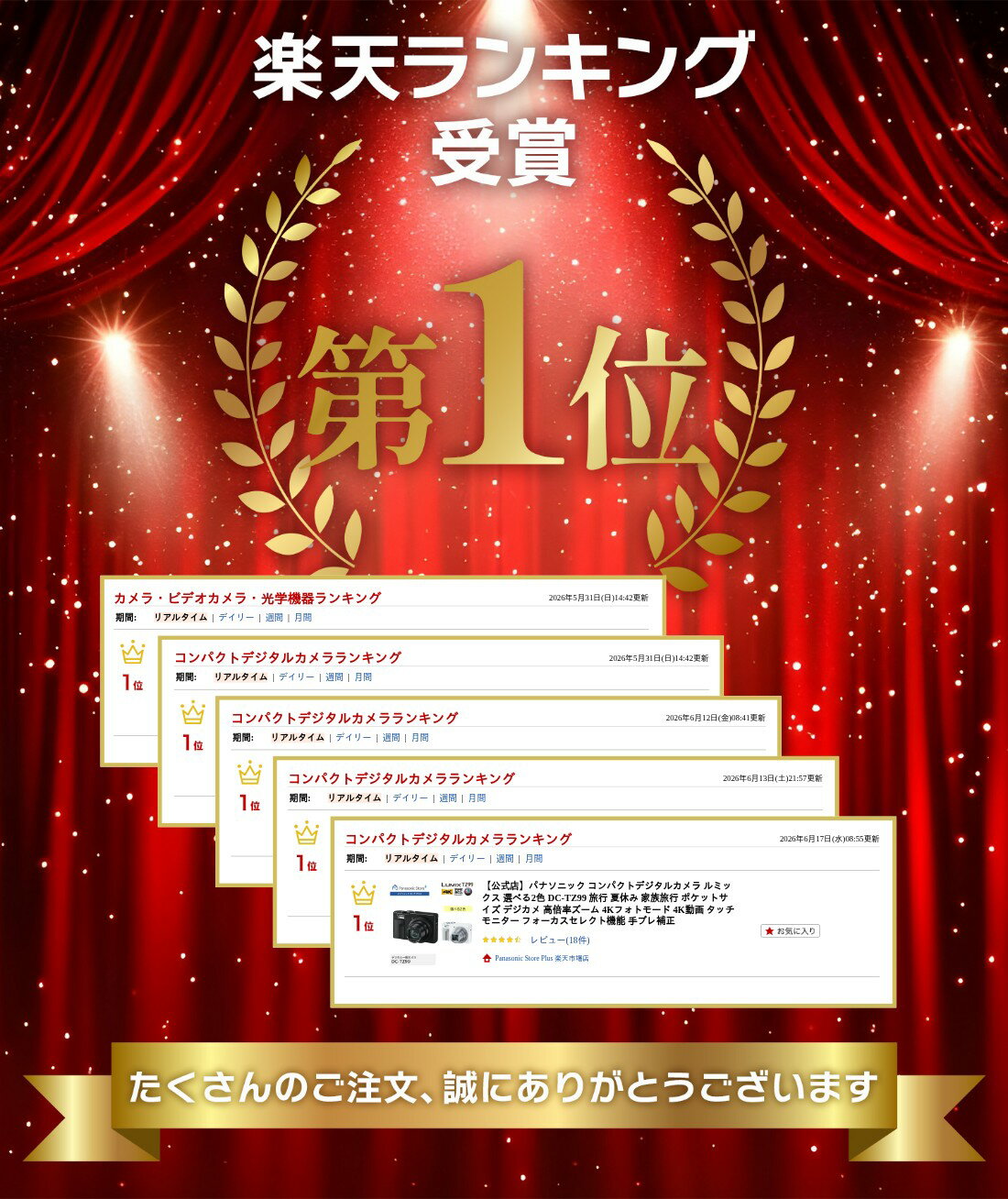 【5000円OFFクーポン★7月12日(日)まで】【公式店】パナソニック コンパクトデジタルカメラ ルミックス 選べる2色 DC-TZ99 旅行 夏休み 家族旅行 ポケットサイズ デジカメ 高倍率ズーム 4Kフォトモード 4K動画 タッチモニター フォーカスセレクト機能 手ブレ補正 — image 2
