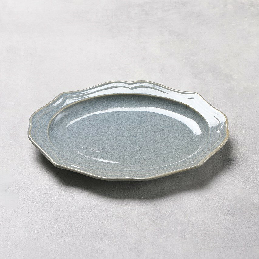 洋食器 楕円皿 24cm 【 Fiorire フィオリーレ オーバルプレート 】【 アイスブルー 】 アンティーク風 長方形 洋皿 カフェ食器 パン皿 デザートプレート 洋菓子皿 モーニングプレート 人気食器 料理写真 もらって嬉しいプレゼント 女性 食洗機対応 電子レンジ対応 — image 2
