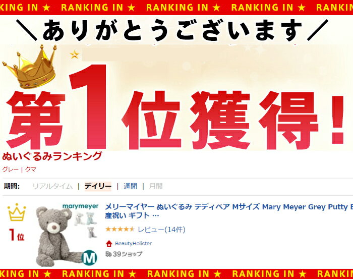 メリーマイヤー ぬいぐるみ テディベア Mサイズ Mary Meyer Grey Putty Bear くま クマ 熊 かわいい 出産祝い ギフト 誕生日 プレゼント 子ども ベビー 赤ちゃん ふわふわ もこもこ — image 2